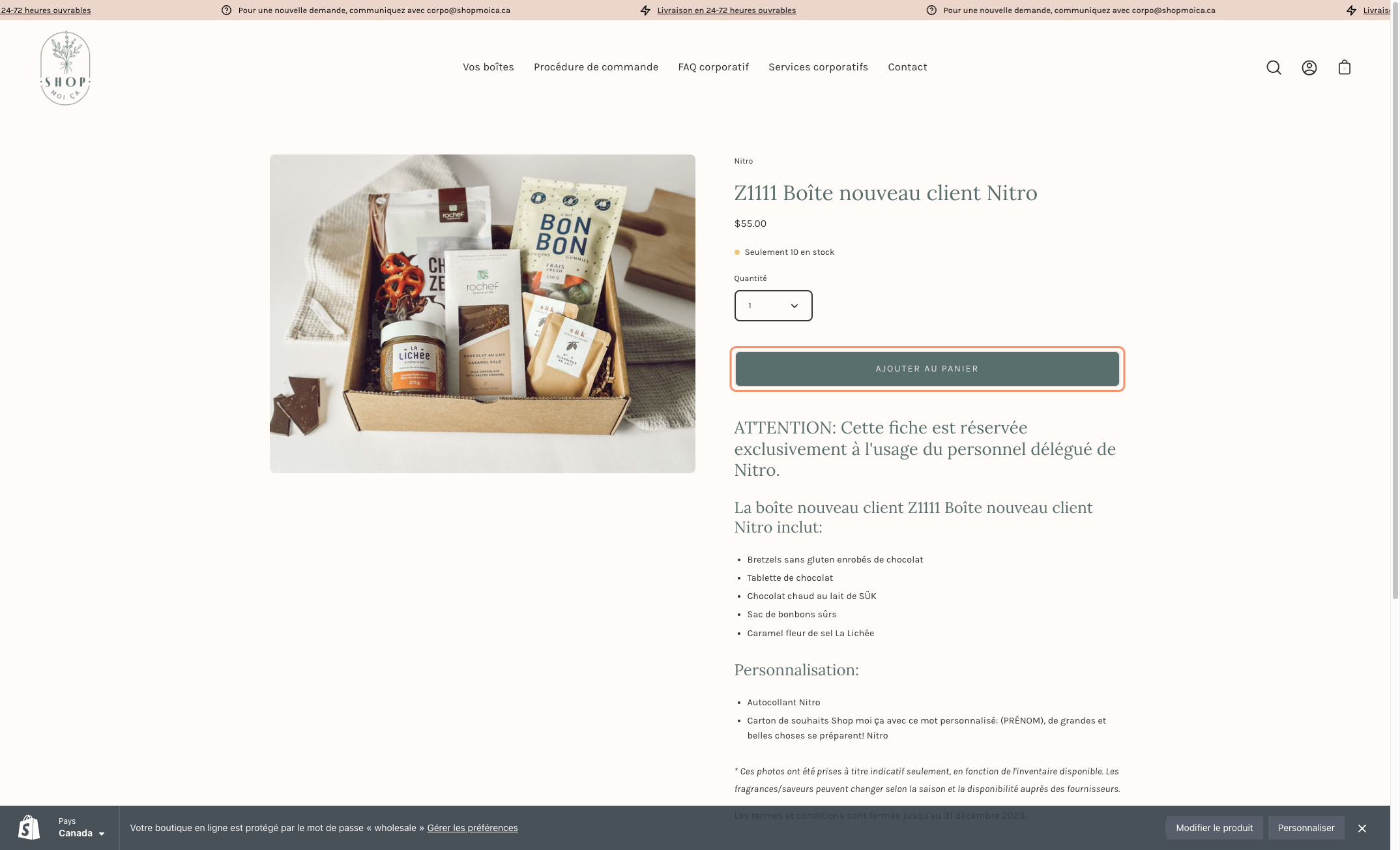 Cliquer sur AJOUTER AU PANIER