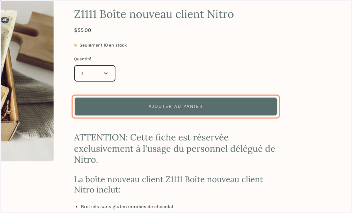 Cliquer sur AJOUTER AU PANIER
