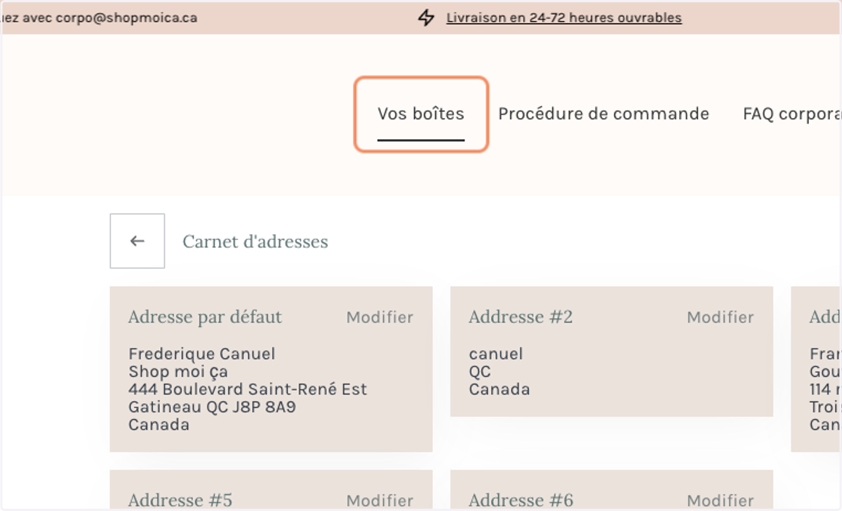 Cliquer sur "Vos boîtes"