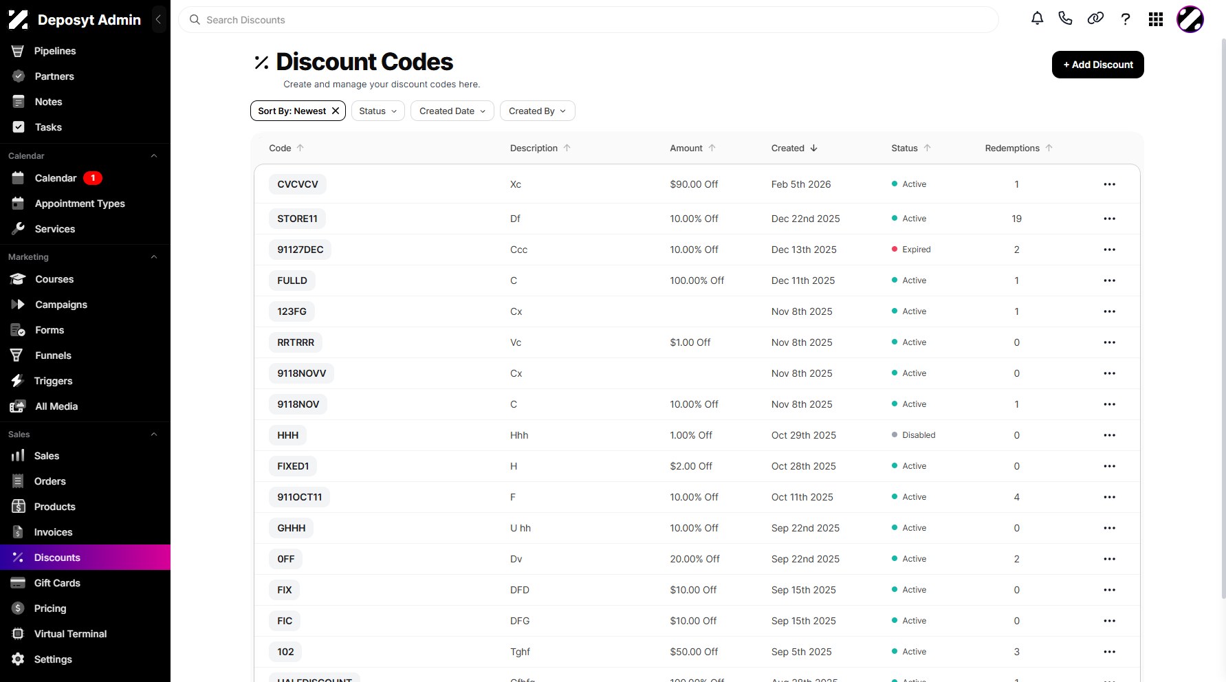 Step 3: You will then be navigated to the Discount Codes. Discounts are price reductions or special offers applied to products or services that help incentivize purchases, retain customers, or reward loyalty.
