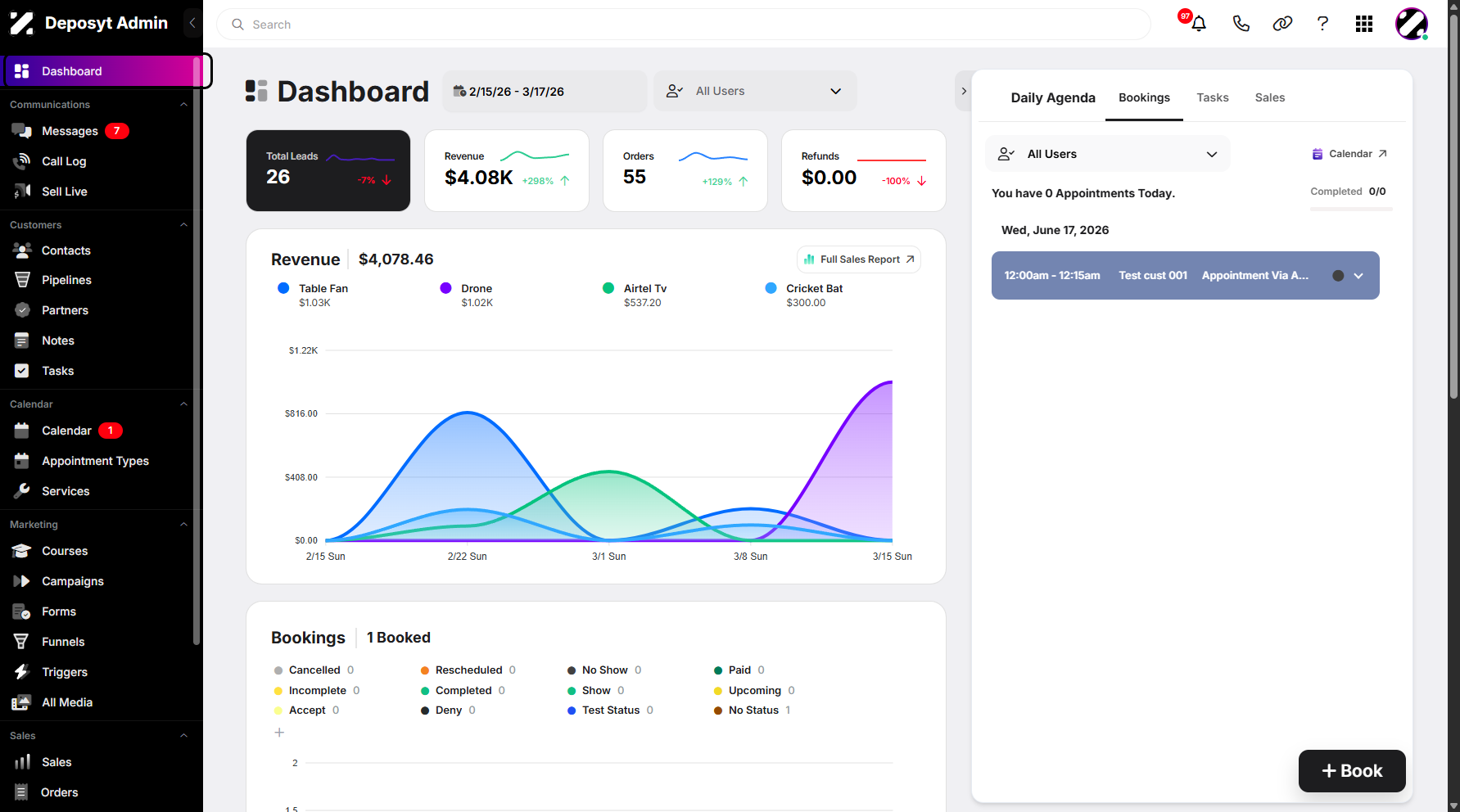 Step 1: On your Dashboard, scroll down to the Sales section.