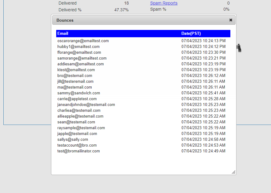 This will open up a list of emails that have bounced.