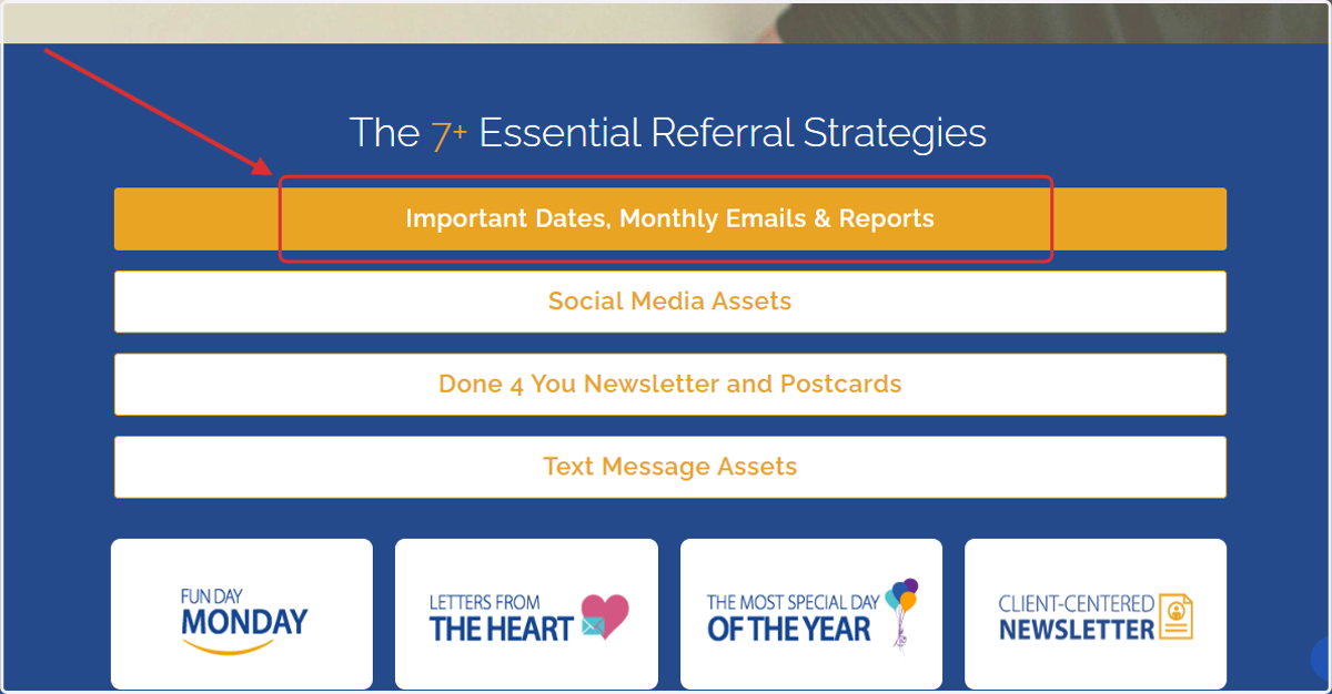 From the By Referral Only Homepage, click on Important Dates, Monthly Emails & Reports