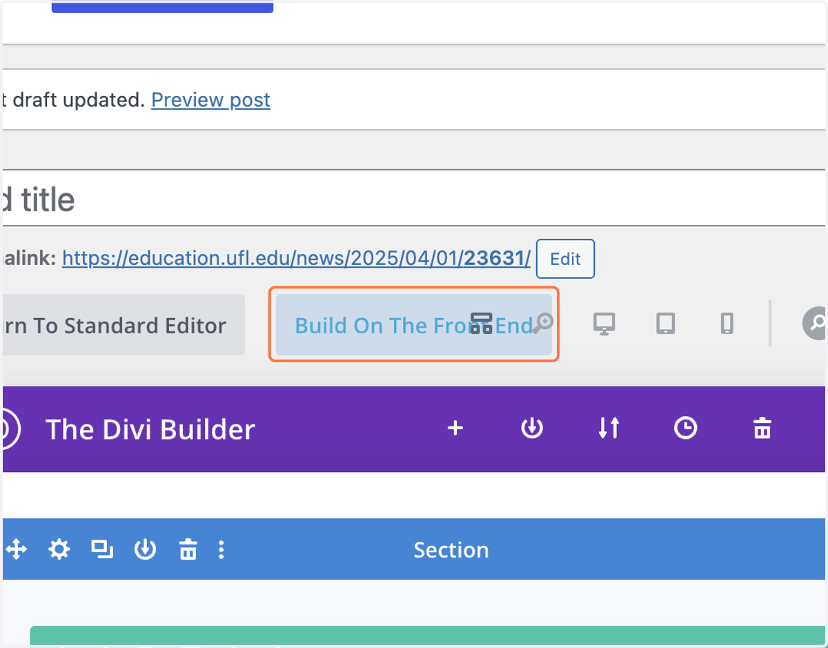 Click on Build On The Front End