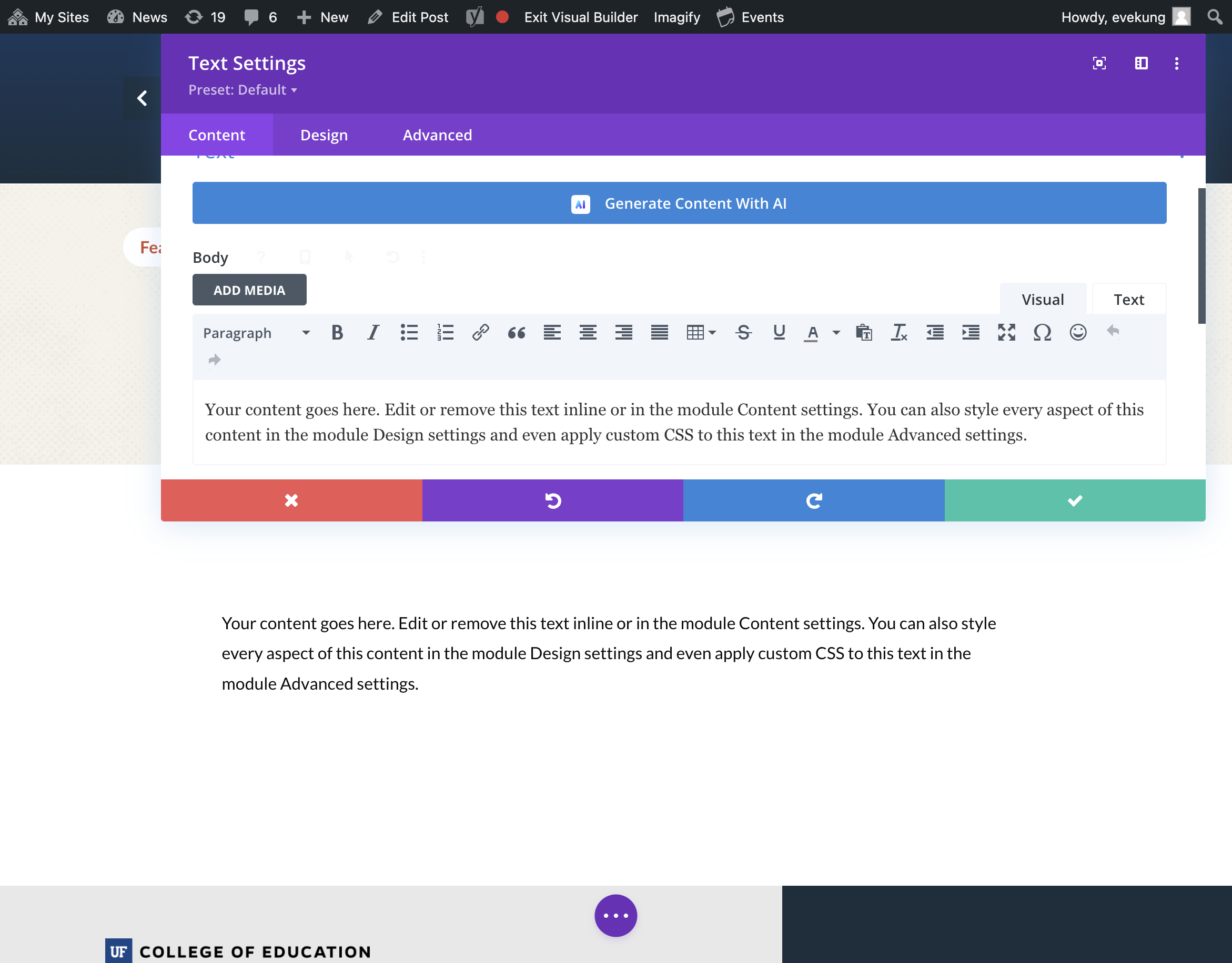 Add in text and click the green check button to save