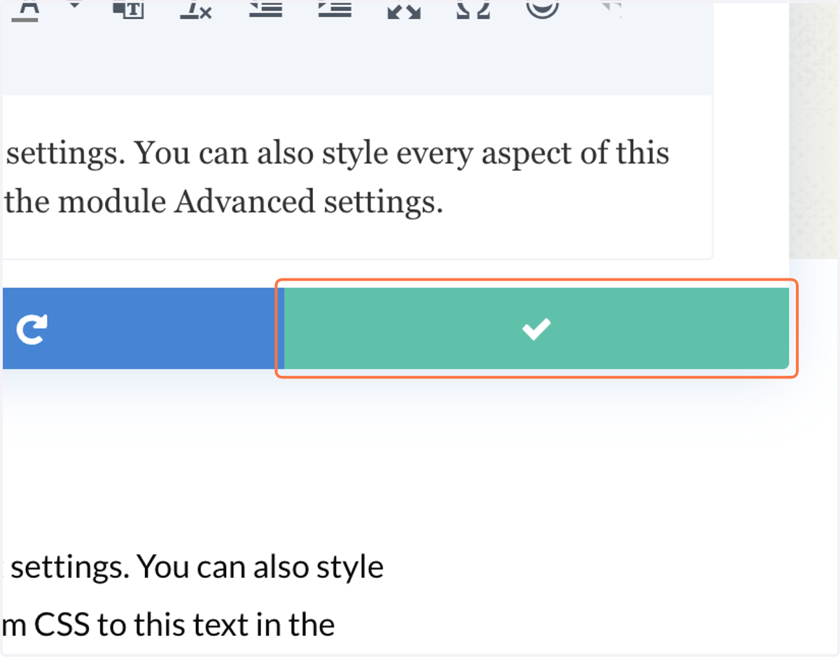 Add in text and click the green check button to save