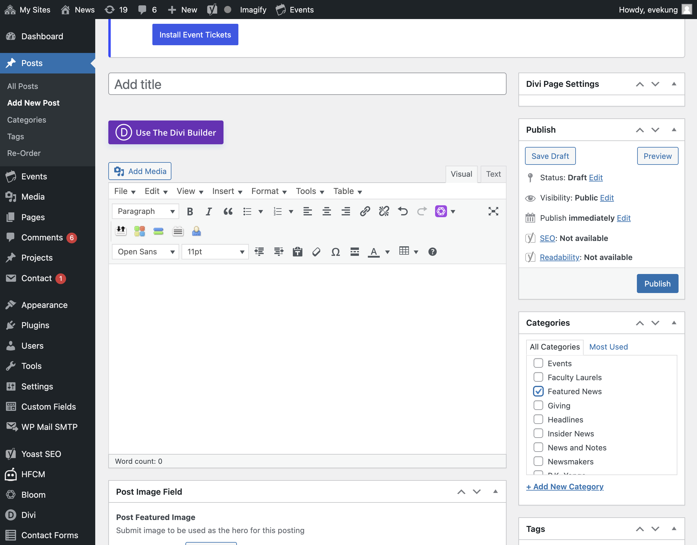 Click on Use The Divi Builder