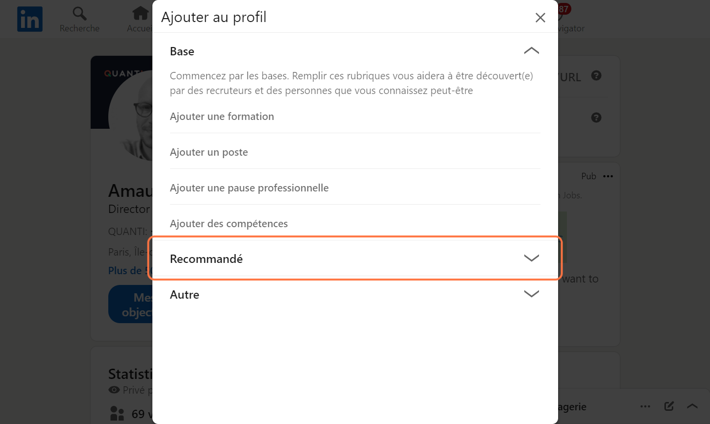 Cliquez sur "Recommandé"