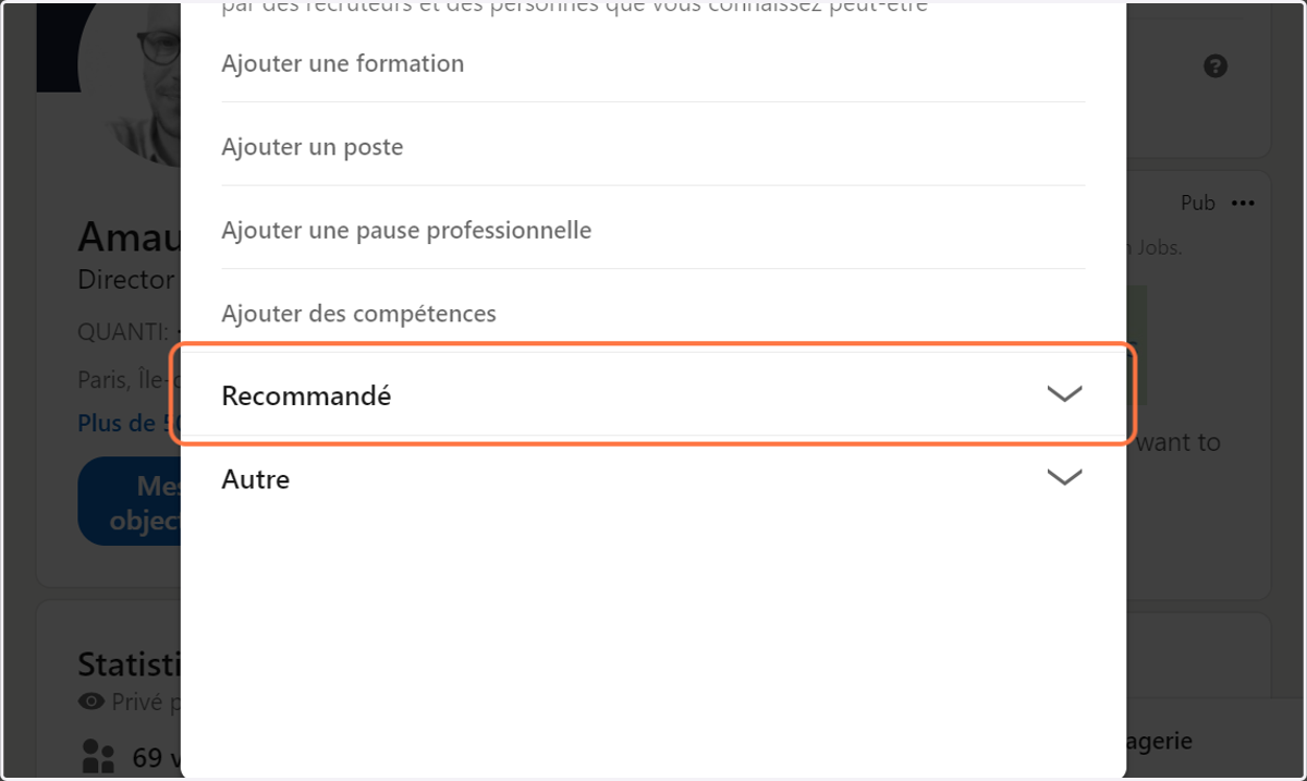 Cliquez sur "Recommandé"
