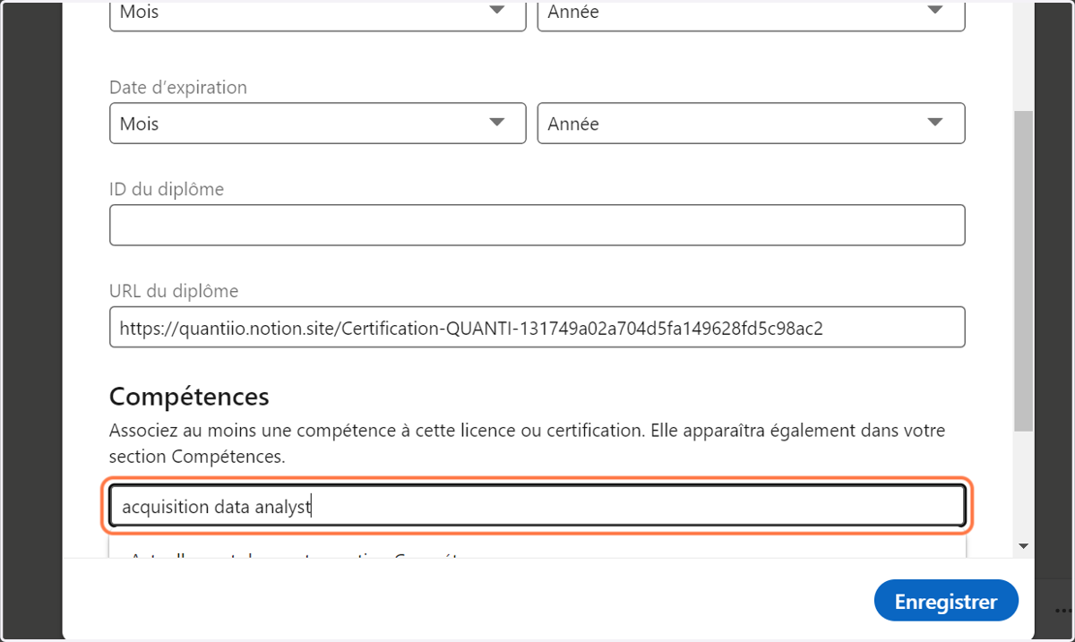 Saisissez "acquisition data analyst"