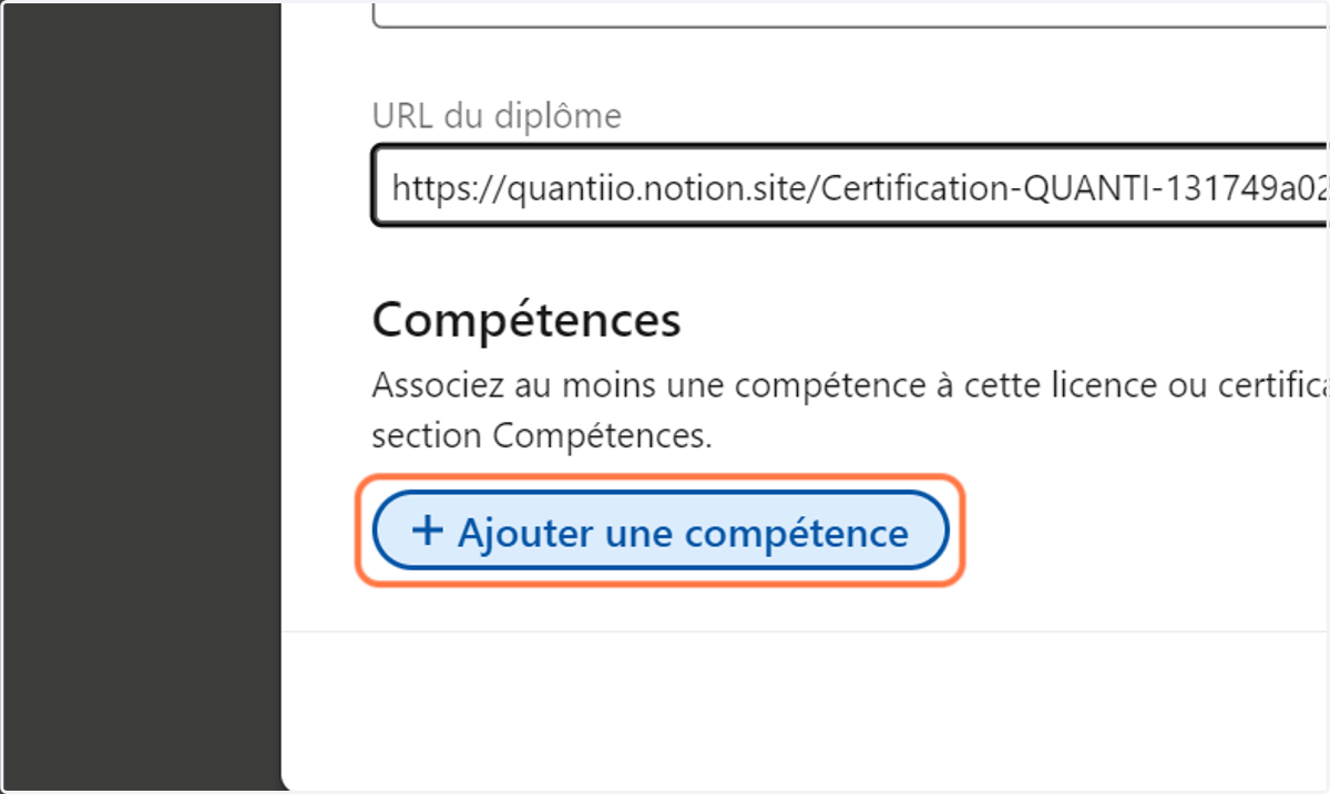 Cliquez su "Ajouter une compétence"
