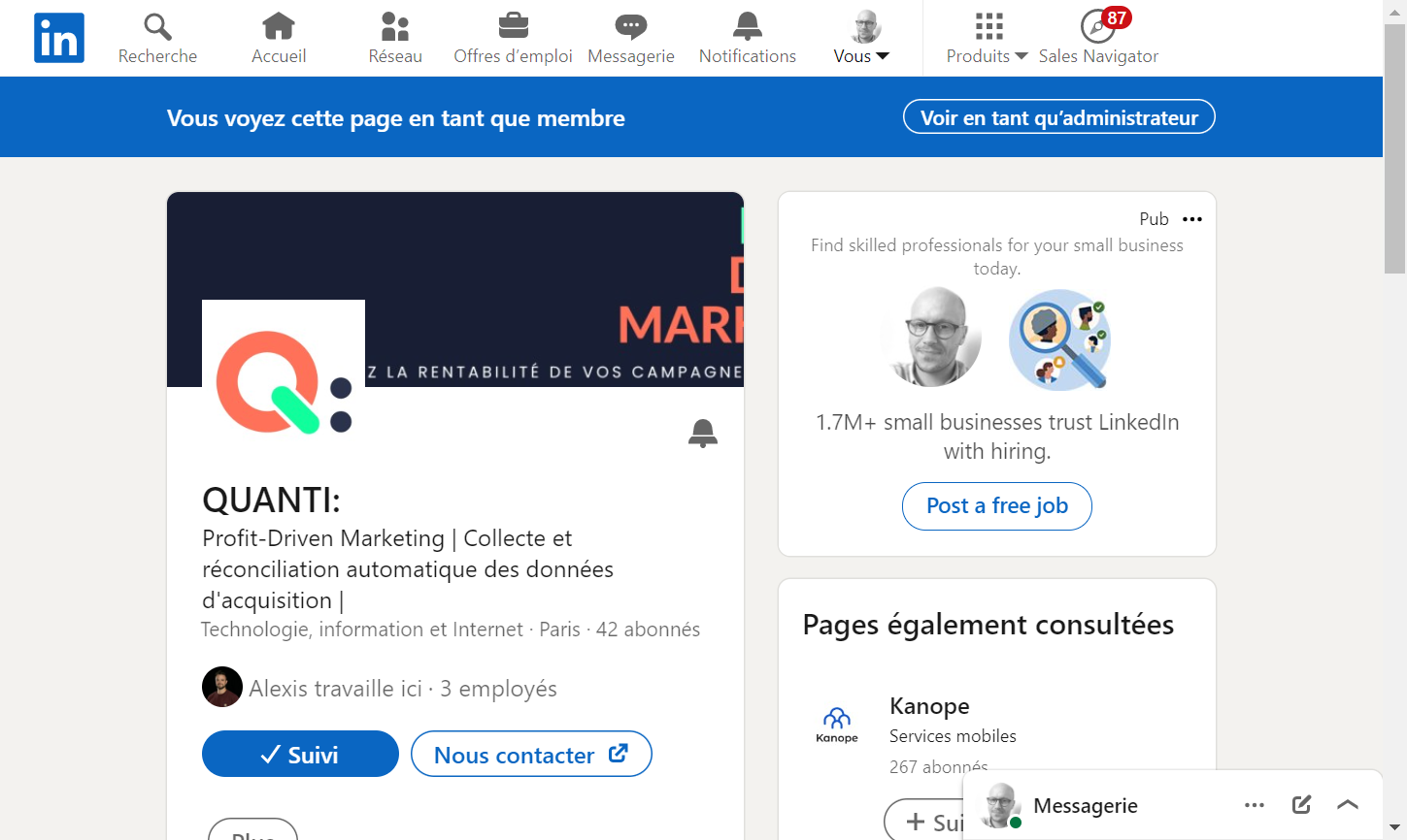 Cliquez sur votre profil principal