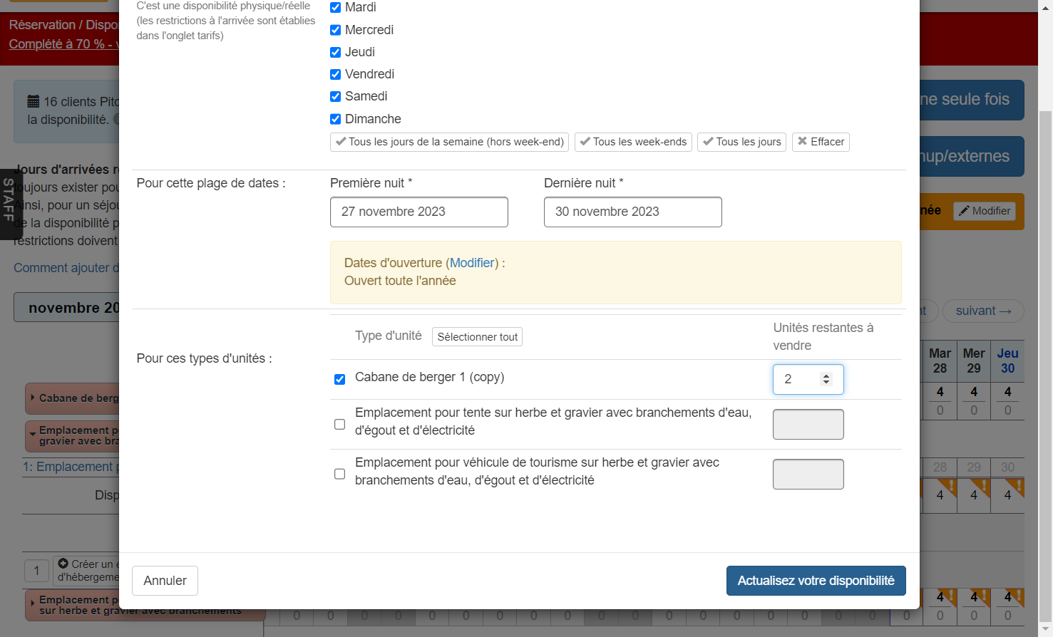 Cliquez sur "Actualisez votre disponibilité"