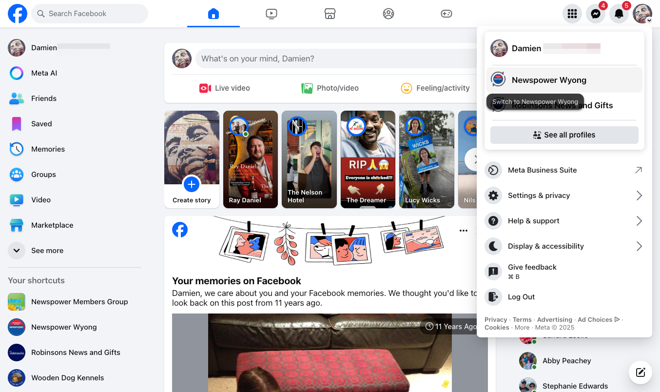 Select your business Facebook page from the dropdown.