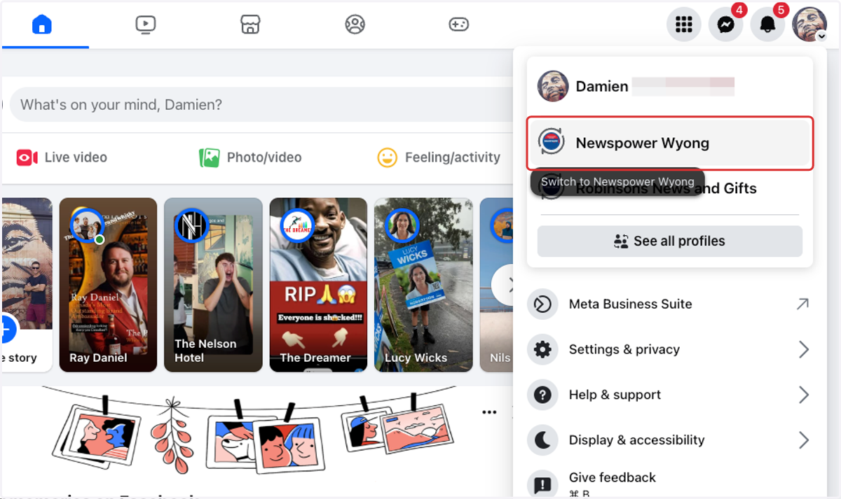 Select your business Facebook page from the dropdown.