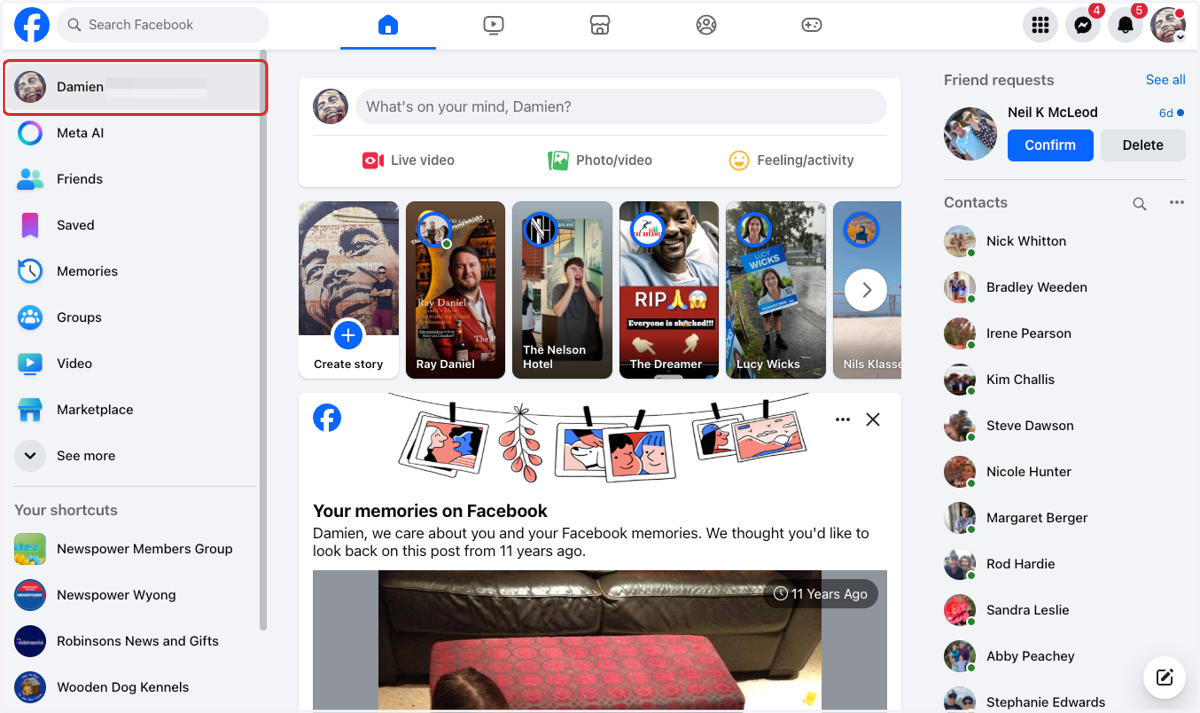 Sign into your personal Facebook account.