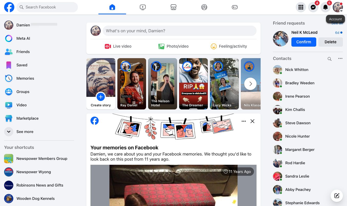 Click on your profile image in the top right corner.