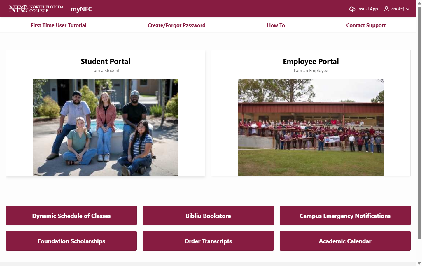 Go to the NFC Student Portal