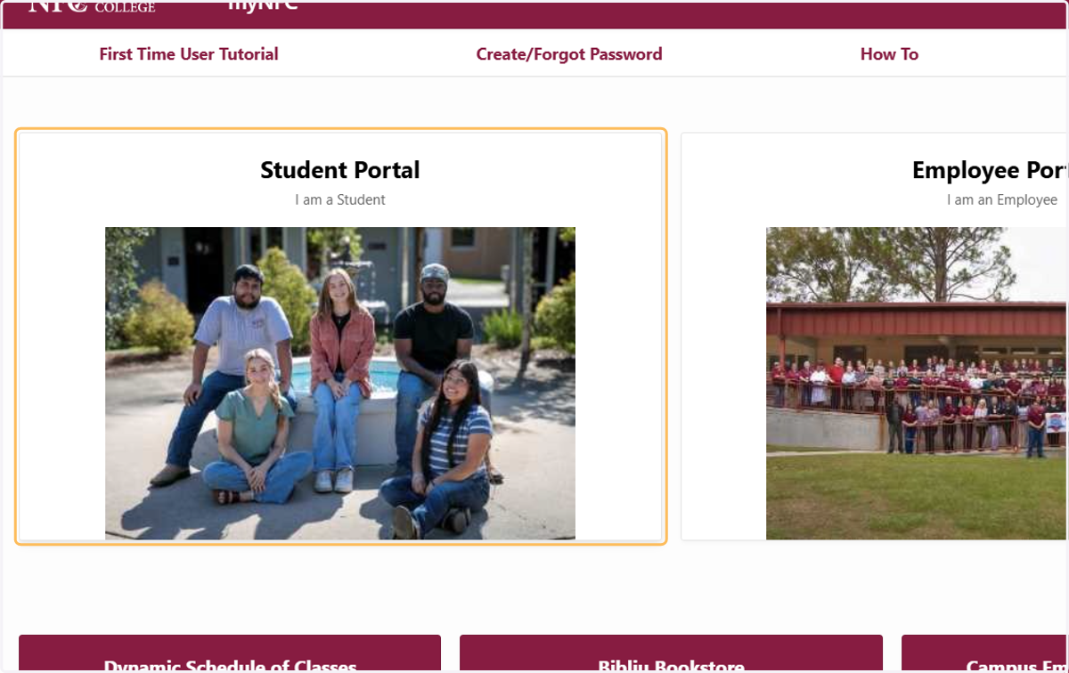 Go to the NFC Student Portal