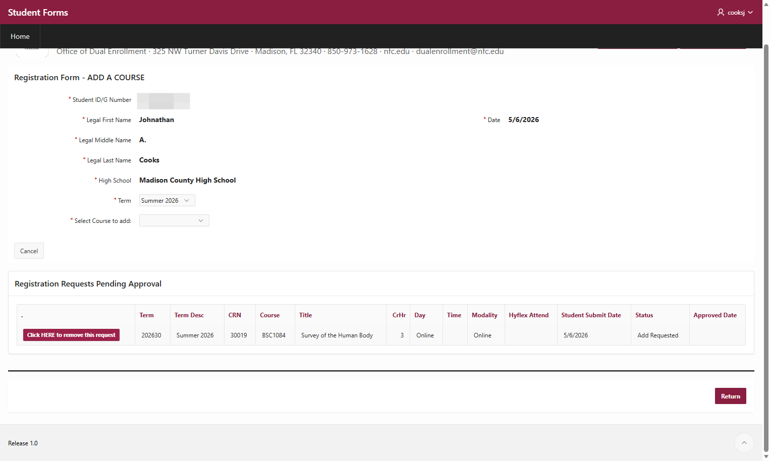 Select the term you would like to edit and then select the "Click HERE to remove this request" button