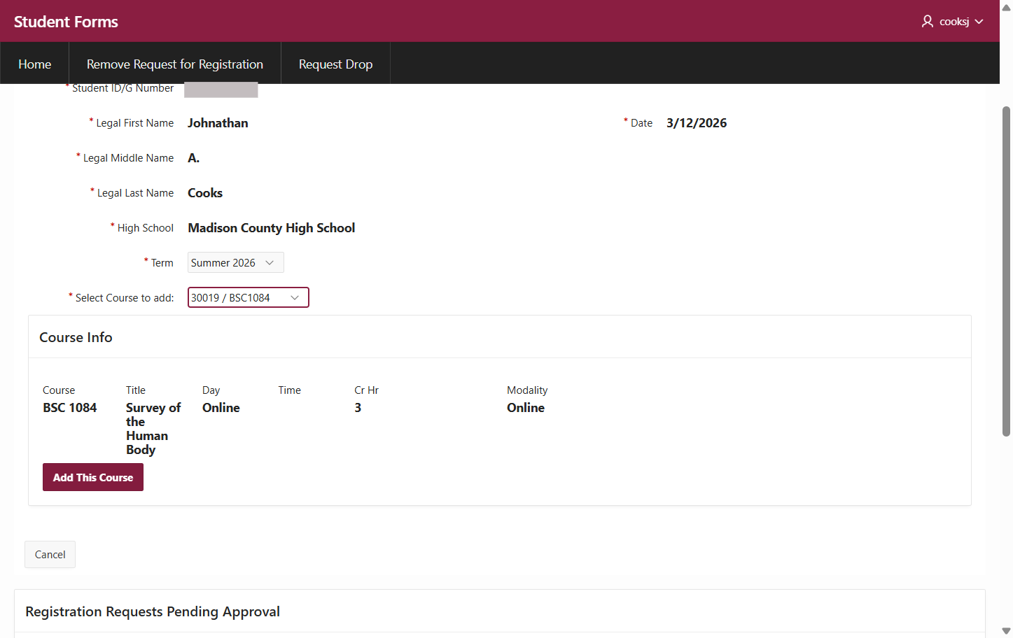 Confirm and Add the Course
