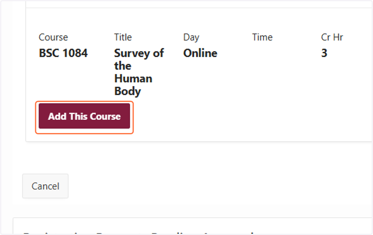Confirm and Add the Course