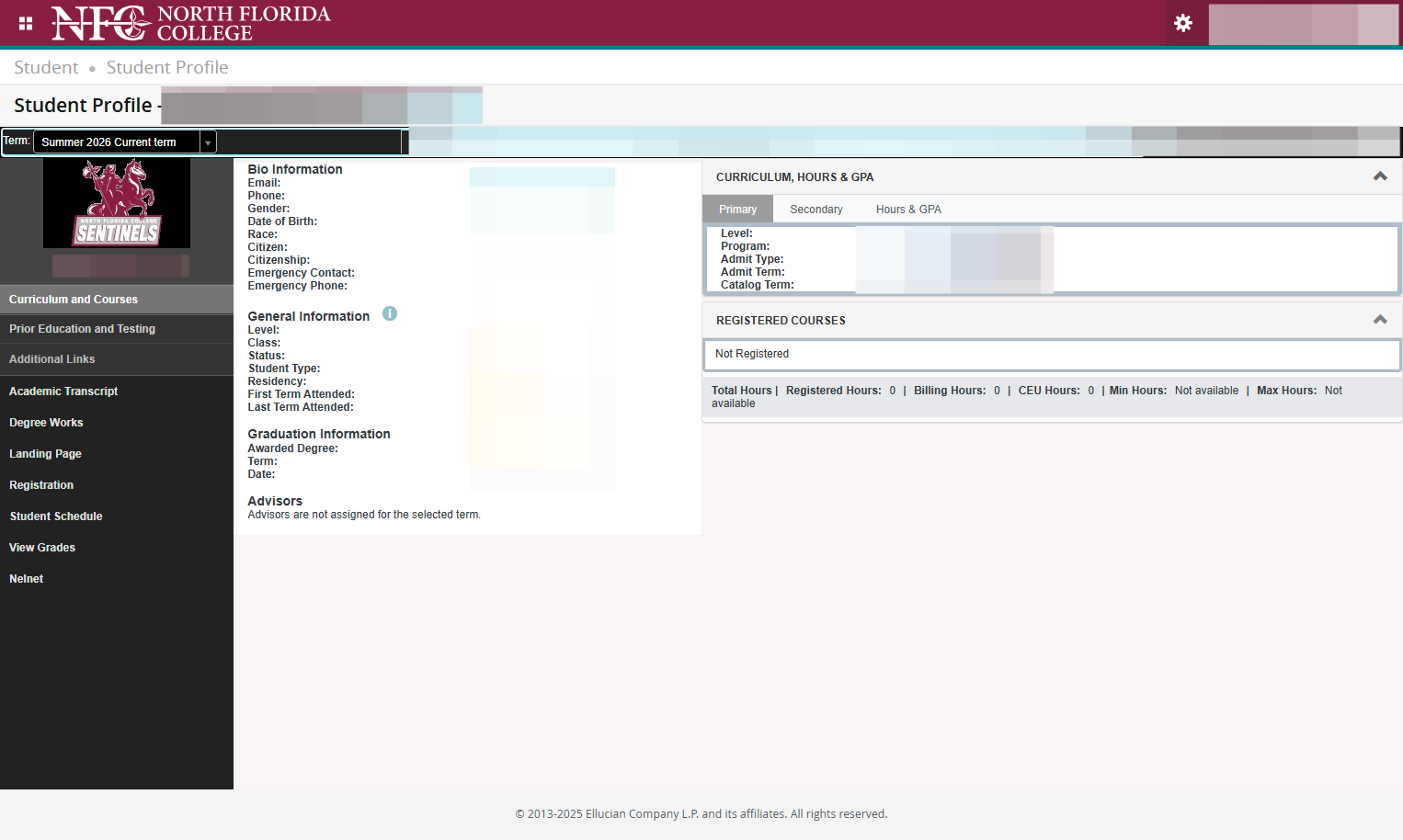 Once in your student profile, look for the Registered Courses section.
