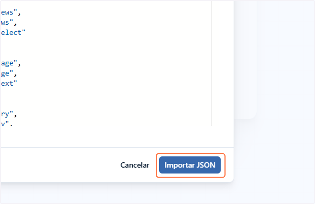Clique em Importar JSON