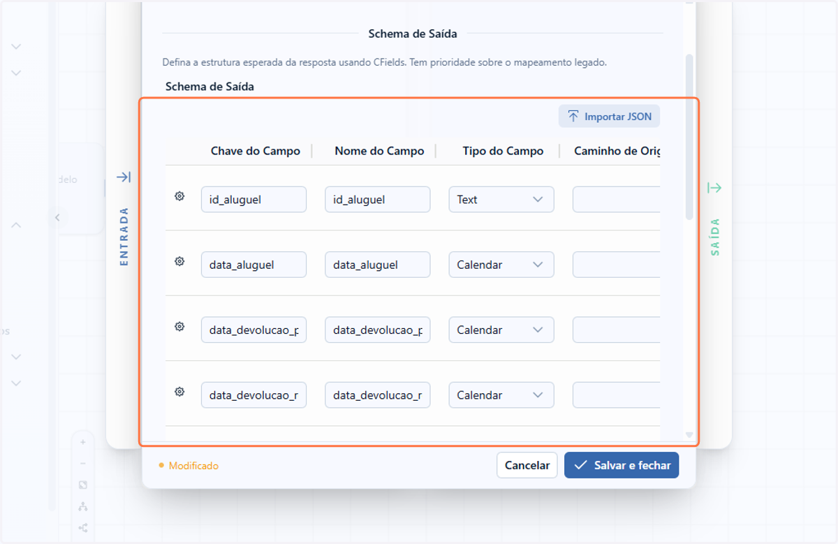 Novamente, o repetidor de schema será preenchido automaticamente