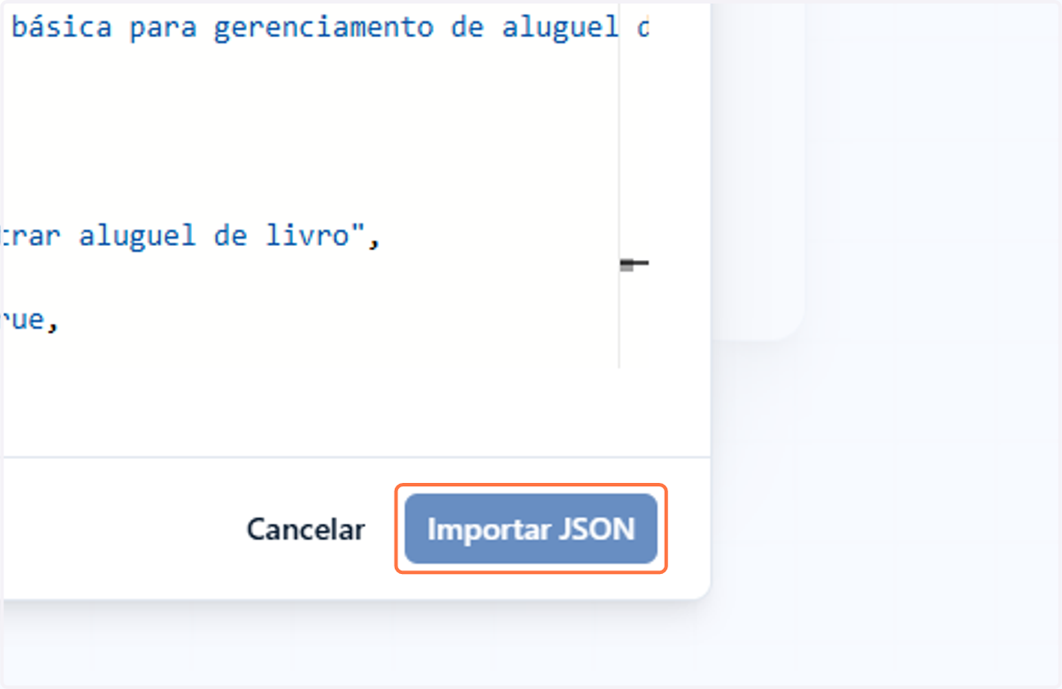 Clique em Importar JSON