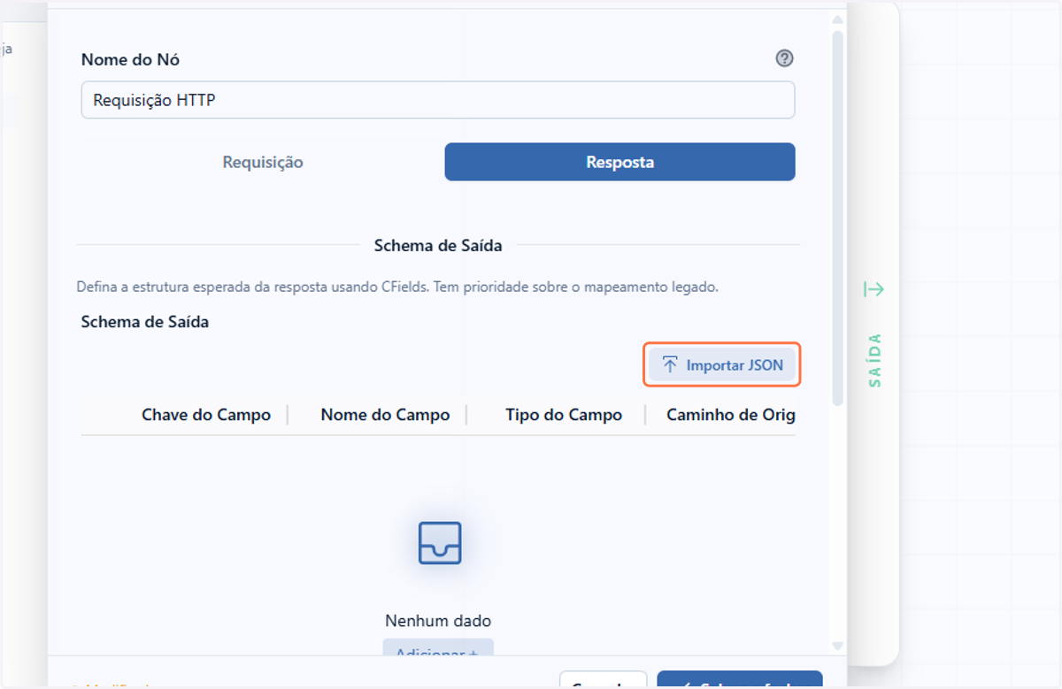 Em seguida, clique em Importar JSON
