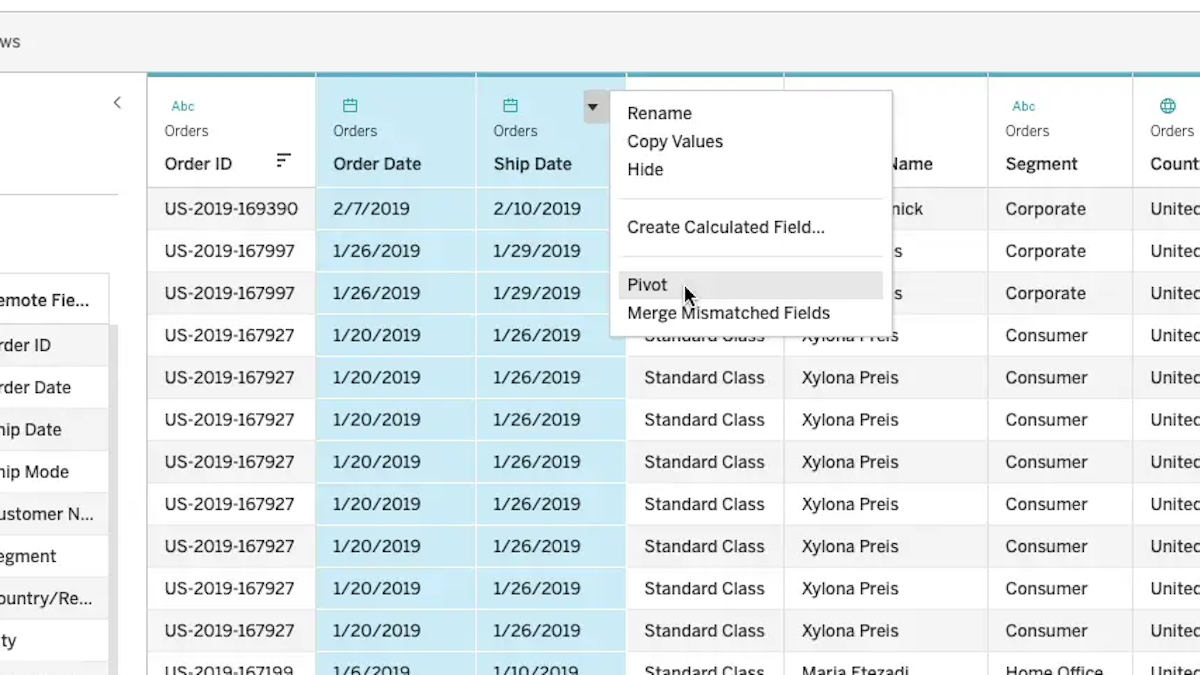 How to Pivot Data in Tableau