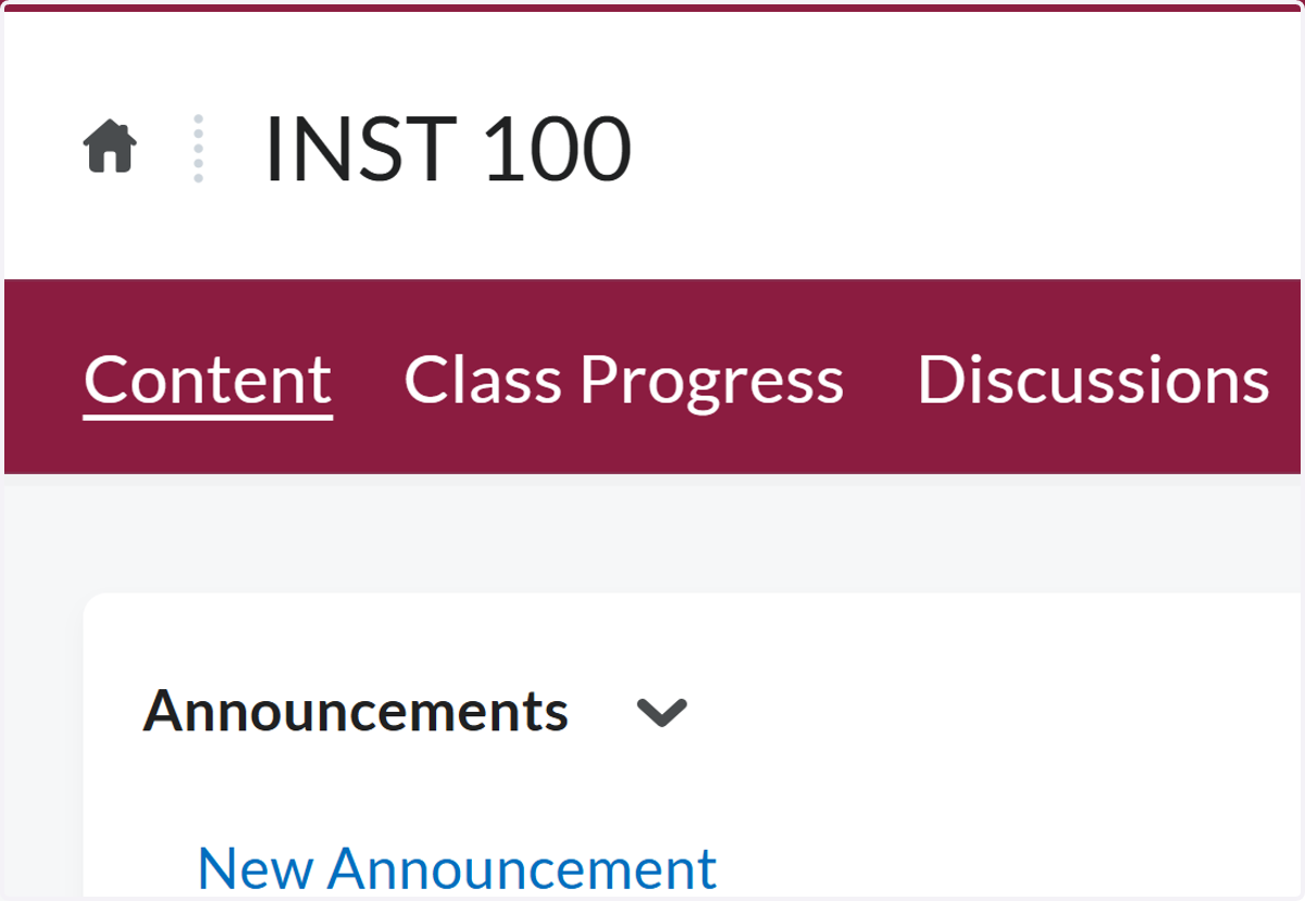 Open your class in Brightspace and click on Content