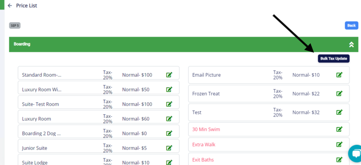 Click on "Bulk Tax Update"
