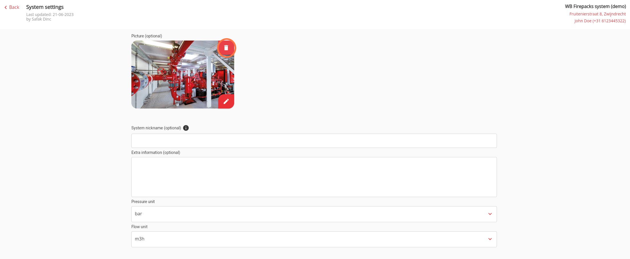 To remove the image, click on the 'bin' icon