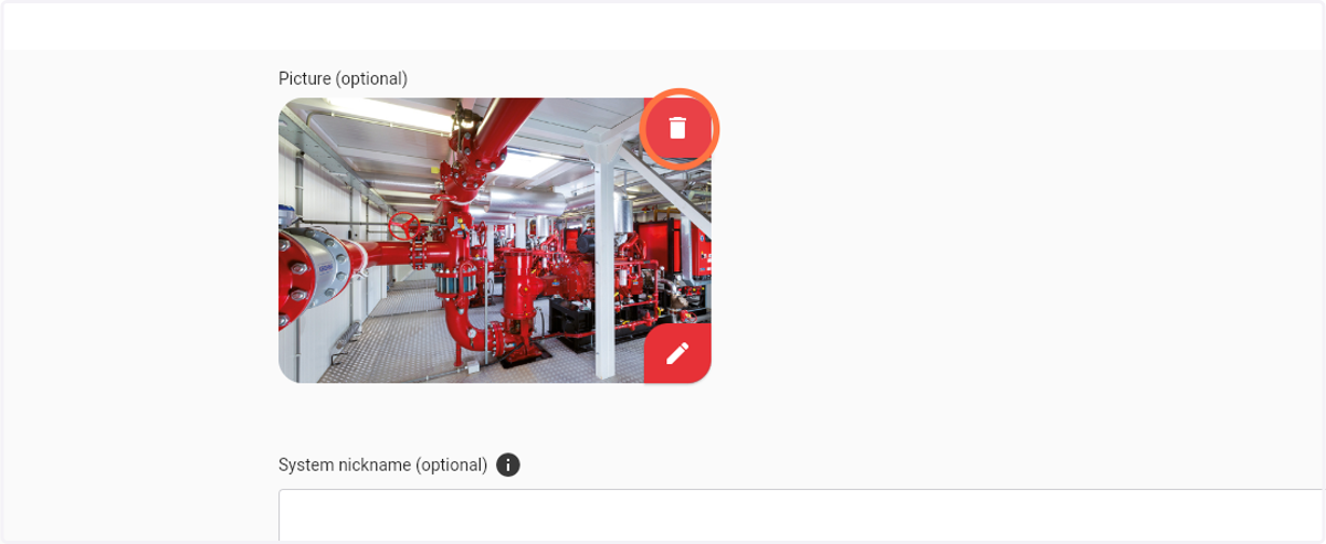 To remove the image, click on the 'bin' icon