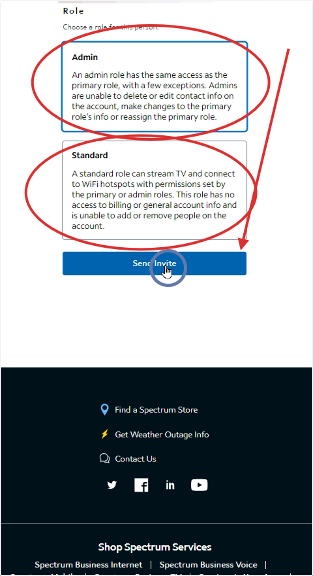 Confirm the proper role is selected, and click Send Invite