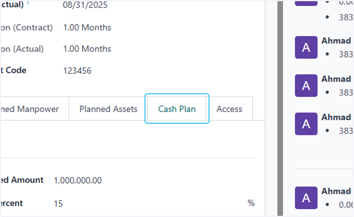 Click on Cash Plan