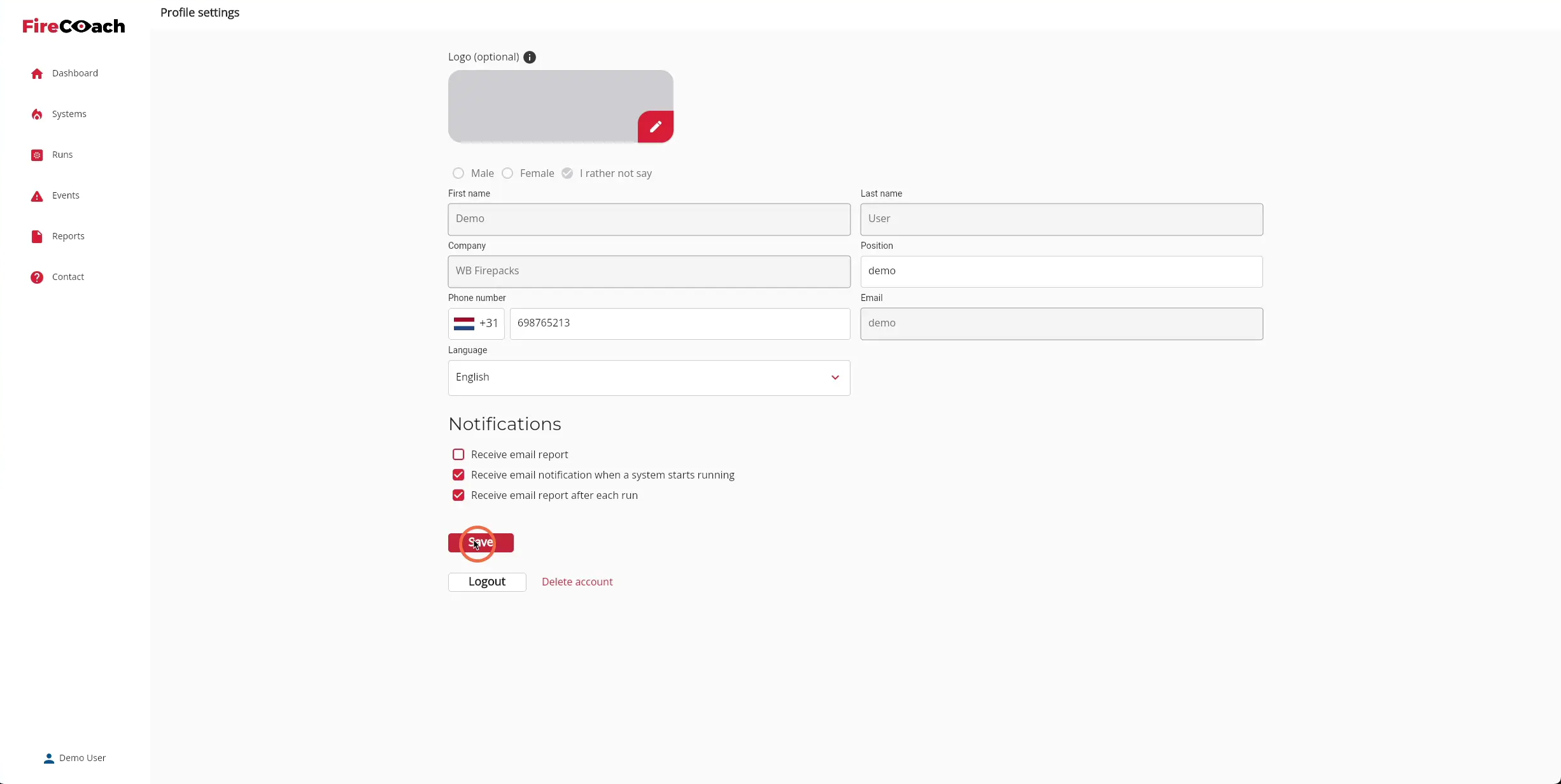 Click 'Save' to save the changes made