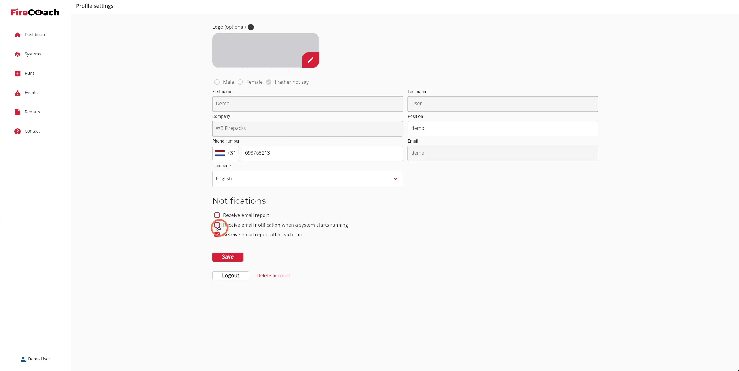Select or deselect which notifications you would like to receive.