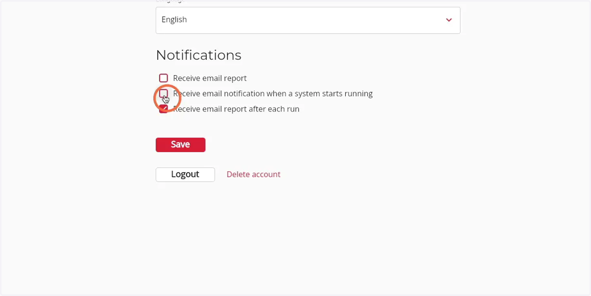 Select or deselect which notifications you would like to receive.