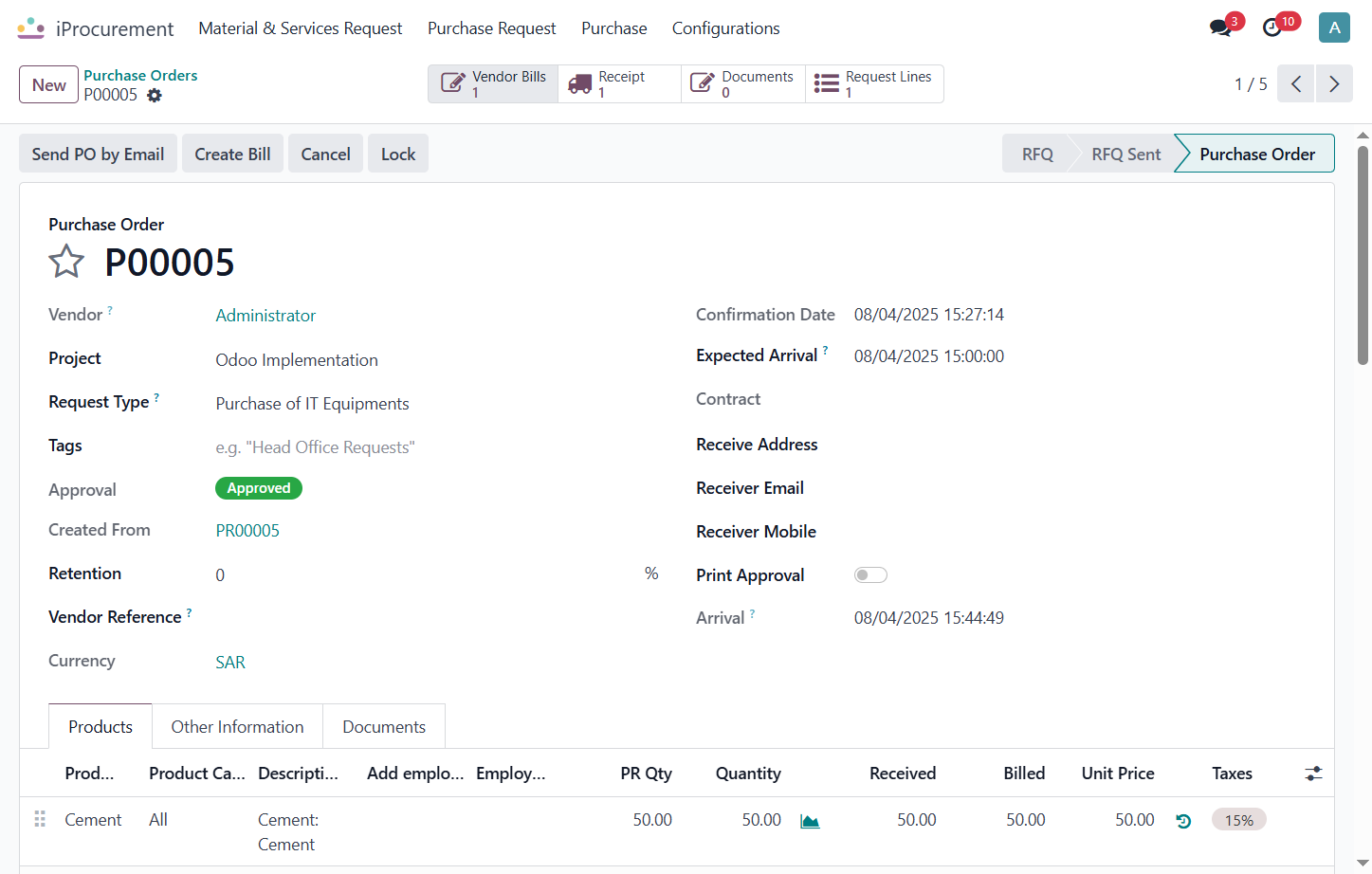 Click on Vendor Bills