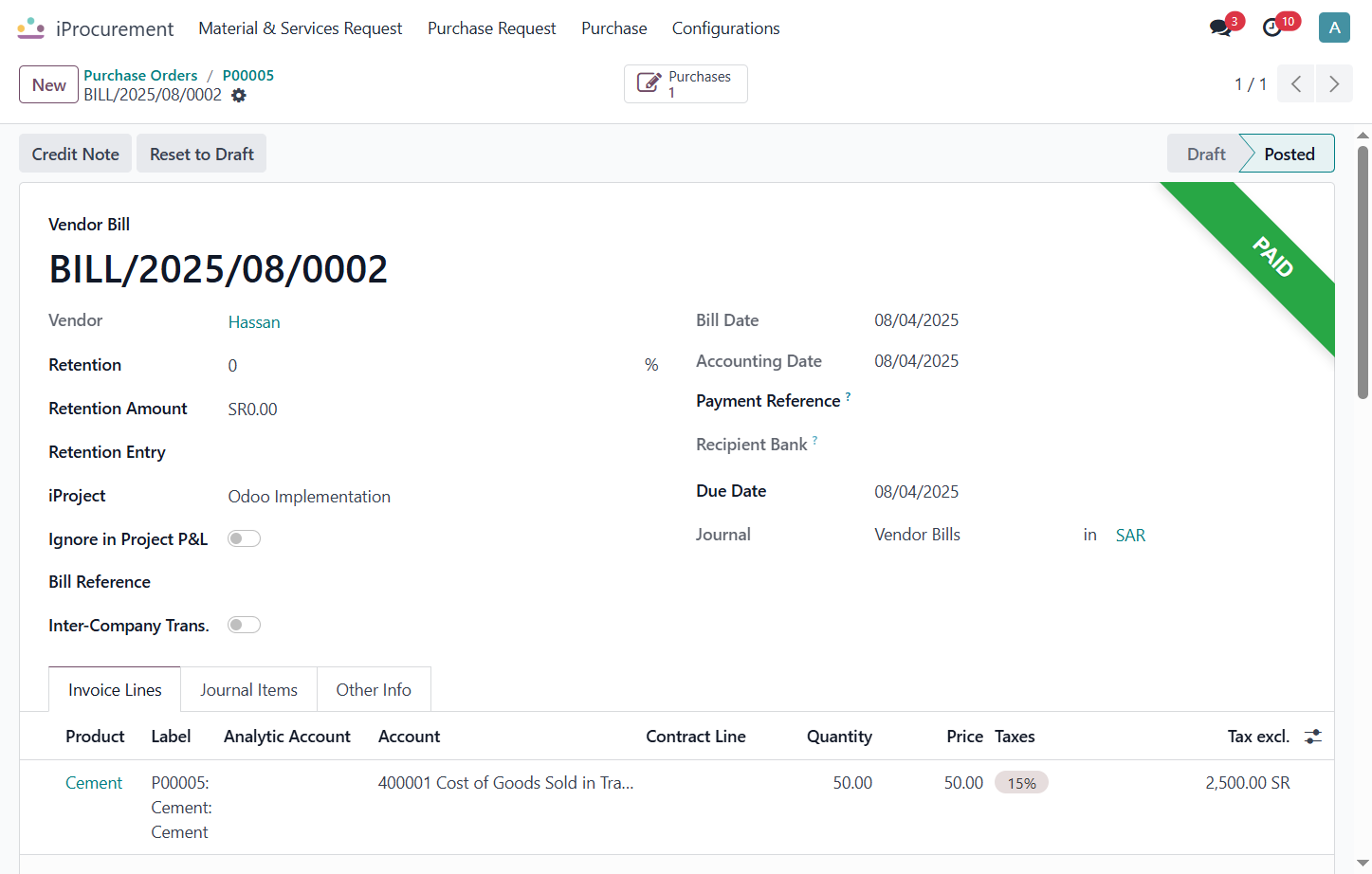 Click on Retention Entry
