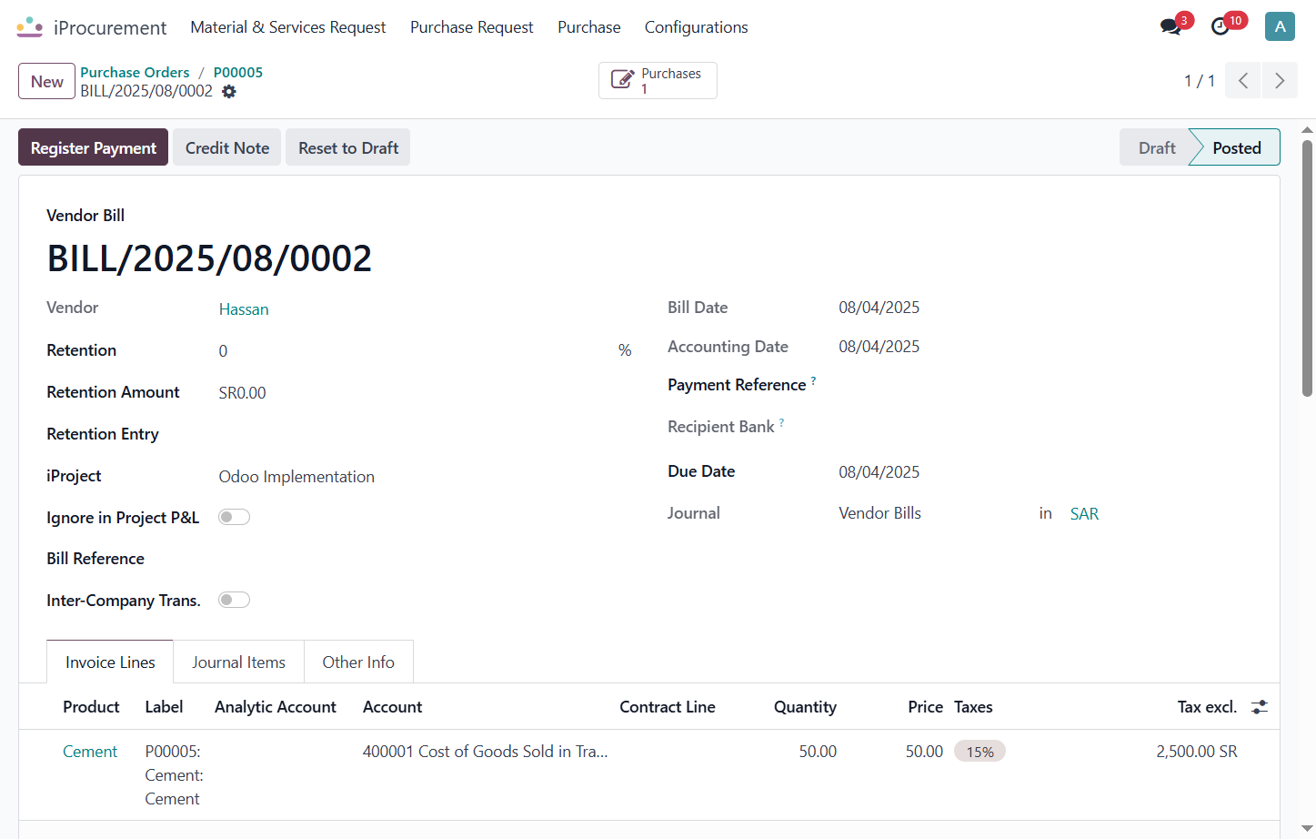 Click on Register Payment