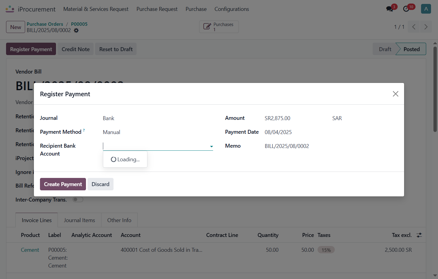 Click on Recipient Bank?