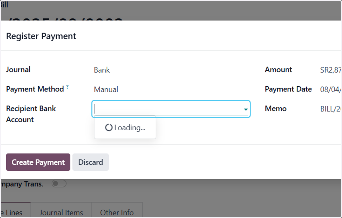 Click on Recipient Bank?
