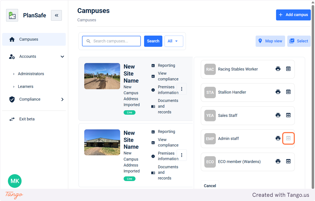 Then select the course you would like to preview