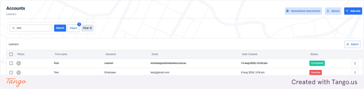 This learner profile now shows as inactive. You can re-activate them any time.