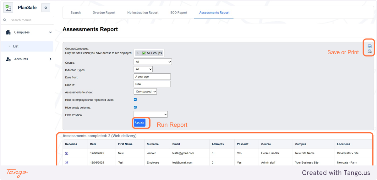 Report filters