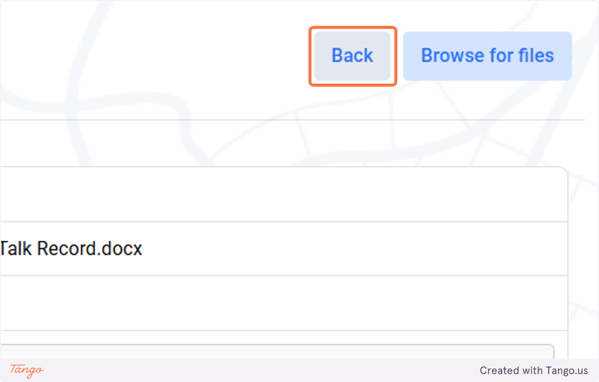 Click on back